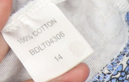 Womens UK Size 14 Cerulean Blue Basic T-Shirt