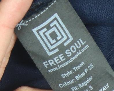 Free Soul Men's Blue Colourblock T-Shirt in S