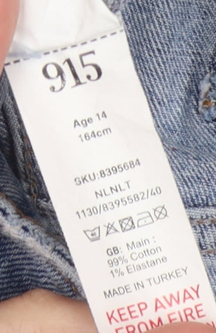 Girls 915 Light Blue Relaxed Jeans, Age 14, Rip Detail