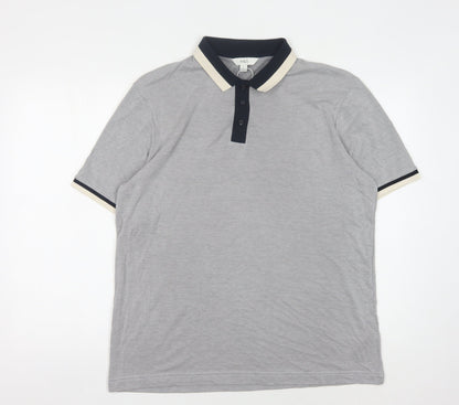 Marks and Spencer Men's Grey Geometric Polo L