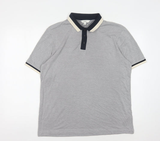 Marks and Spencer Men's Grey Geometric Polo L