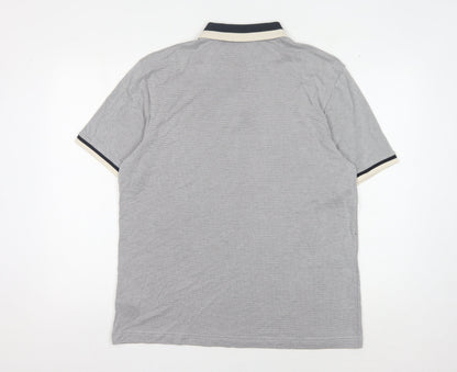 Marks and Spencer Men's Grey Geometric Polo L