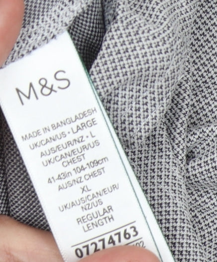 Marks and Spencer Men's Grey Geometric Polo L