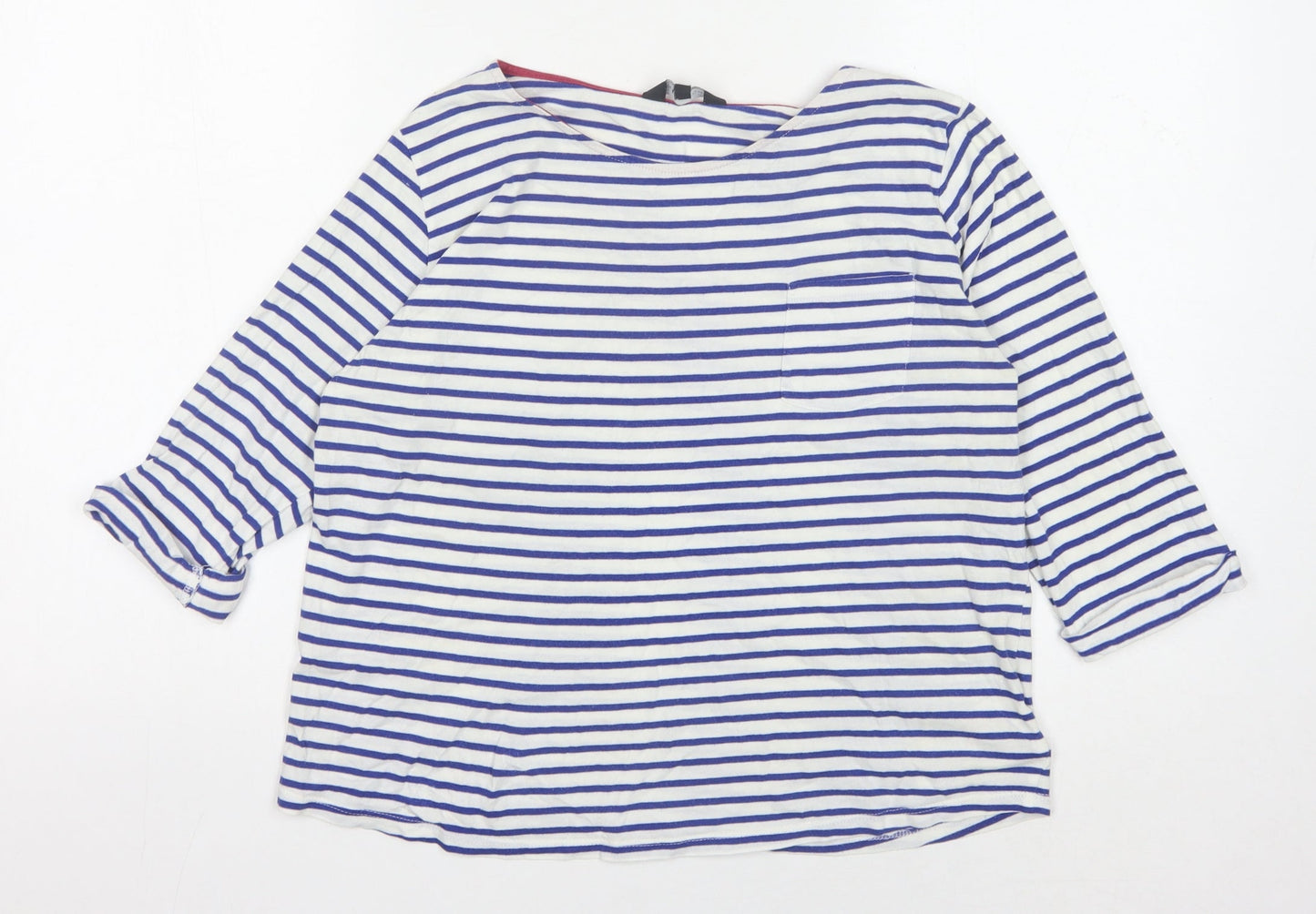 New Look Women’s Blue Striped T-Shirt 3/4 Sleeve Size 12