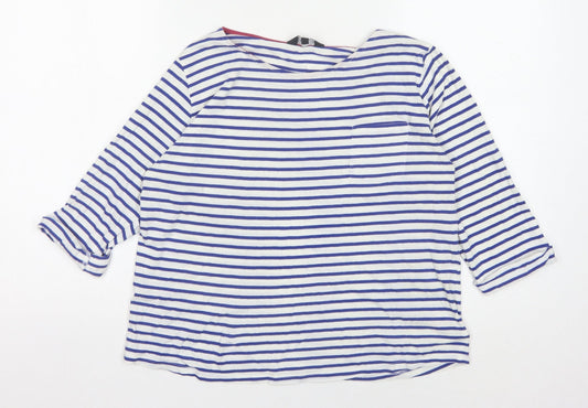 New Look Women’s Blue Striped T-Shirt 3/4 Sleeve Size 12