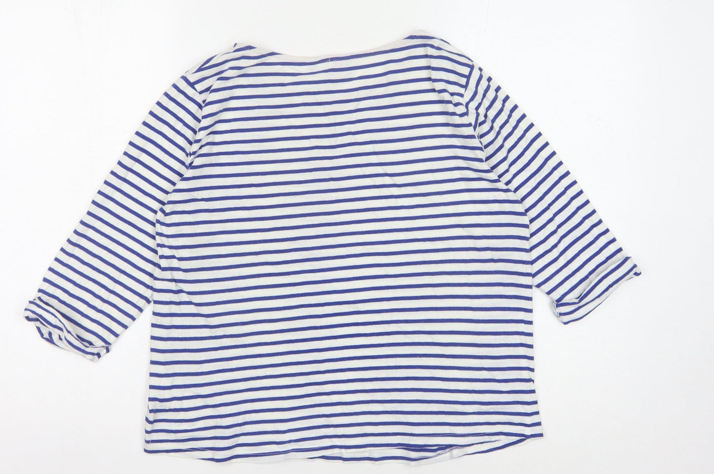 New Look Women’s Blue Striped T-Shirt 3/4 Sleeve Size 12
