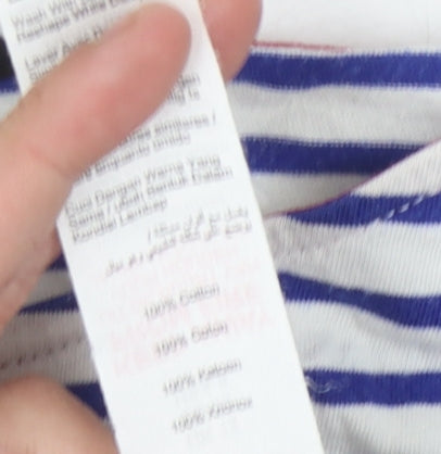 New Look Women’s Blue Striped T-Shirt 3/4 Sleeve Size 12