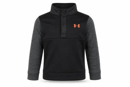 Front view of Under Armour boys’ black lightweight pullover sweatshirt 6-7 years