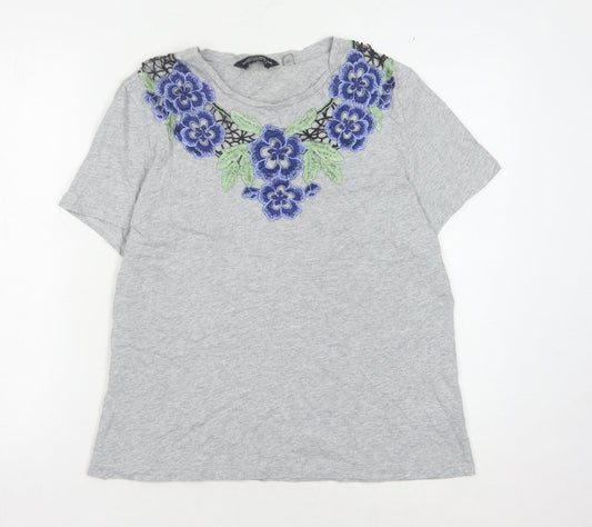 Womens UK Size 16 Dorothy Perkins Grey Basic T-Shirt