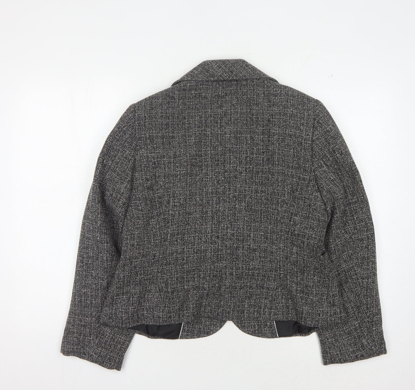 Marks & Spencer Women Grey Herringbone Blazer Size 16