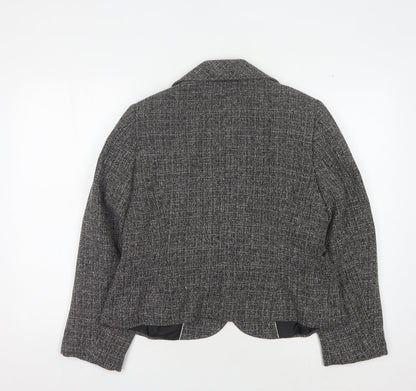 Marks & Spencer Women Grey Herringbone Blazer Size 16