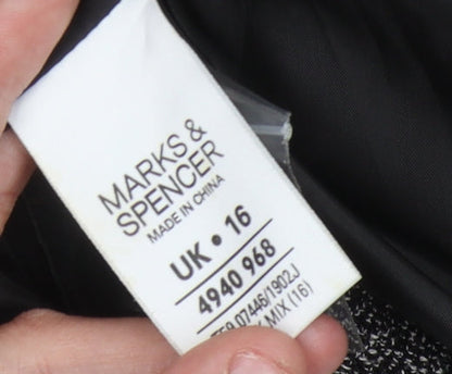 Marks & Spencer Women Grey Herringbone Blazer Size 16