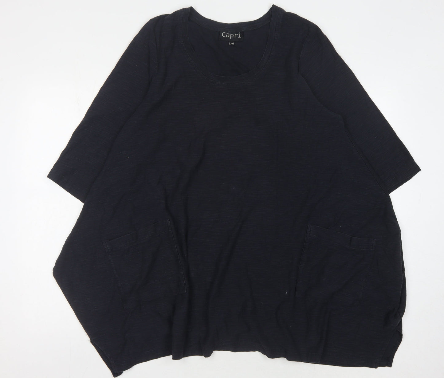 Womens UK Size S Capri Black Tunic T-Shirt