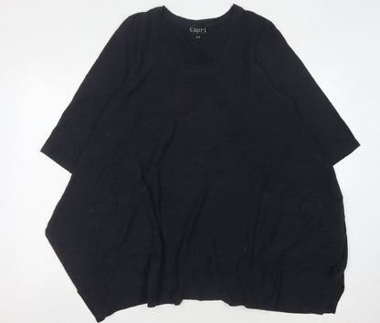 Womens UK Size S Capri Black Tunic T-Shirt