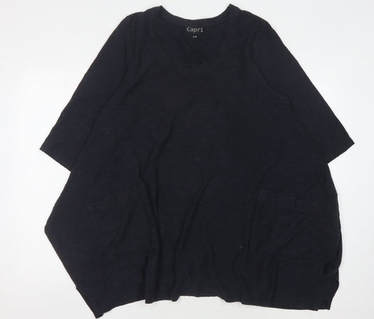 Womens UK Size S Capri Black Tunic T-Shirt