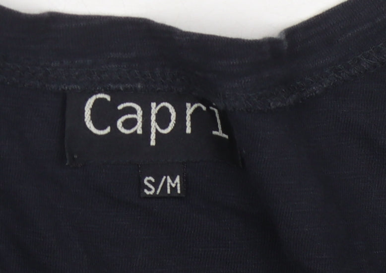 Womens UK Size S Capri Black Tunic T-Shirt