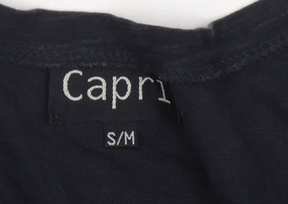 Womens UK Size S Capri Black Tunic T-Shirt
