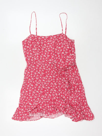 Pamela x NA-KD Red Floral Slip Dress Size 12 - Bohemian Elegance