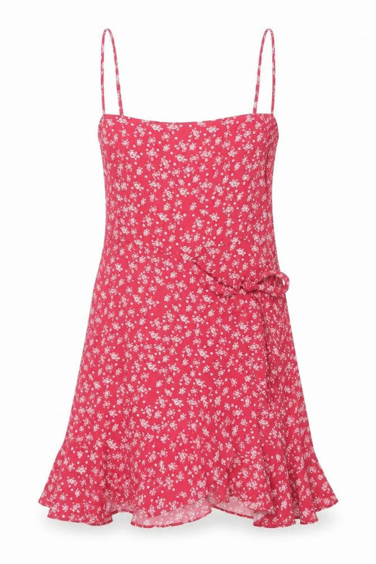 Pamela x NA-KD Red Floral Slip Dress Size 12 - Bohemian Elegance