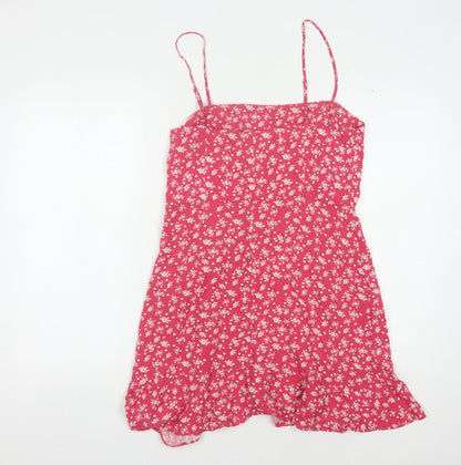 Pamela x NA-KD Red Floral Slip Dress Size 12 - Bohemian Elegance