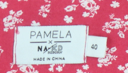 Pamela x NA-KD Red Floral Slip Dress Size 12 - Bohemian Elegance