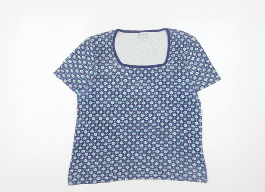 Cotton Traders Women's Blue Floral T-Shirt Size 14