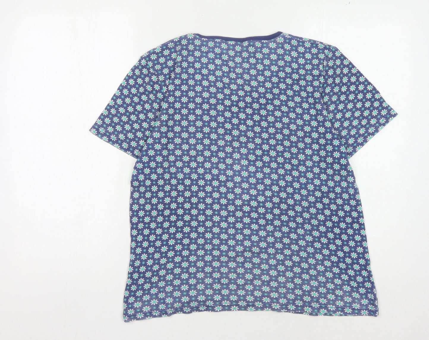 Cotton Traders Women's Blue Floral T-Shirt Size 14