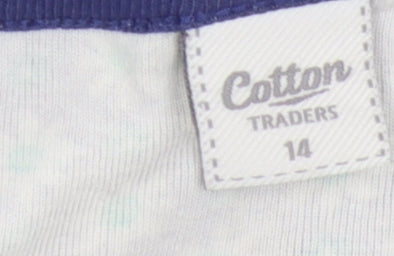 Cotton Traders Women's Blue Floral T-Shirt Size 14