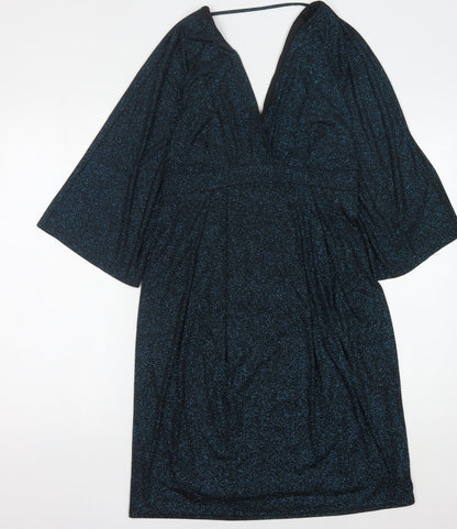 ASOS Women's Black Glitter V-Neck Party Dress Size 8