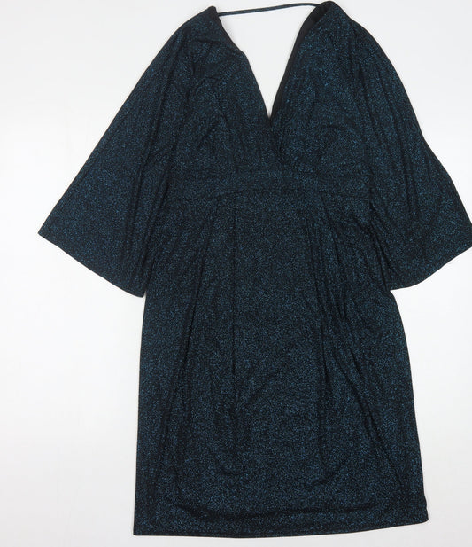 ASOS Women's Black Glitter V-Neck Party Dress Size 8