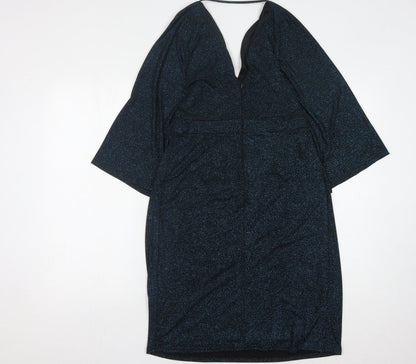 ASOS Women's Black Glitter V-Neck Party Dress Size 8