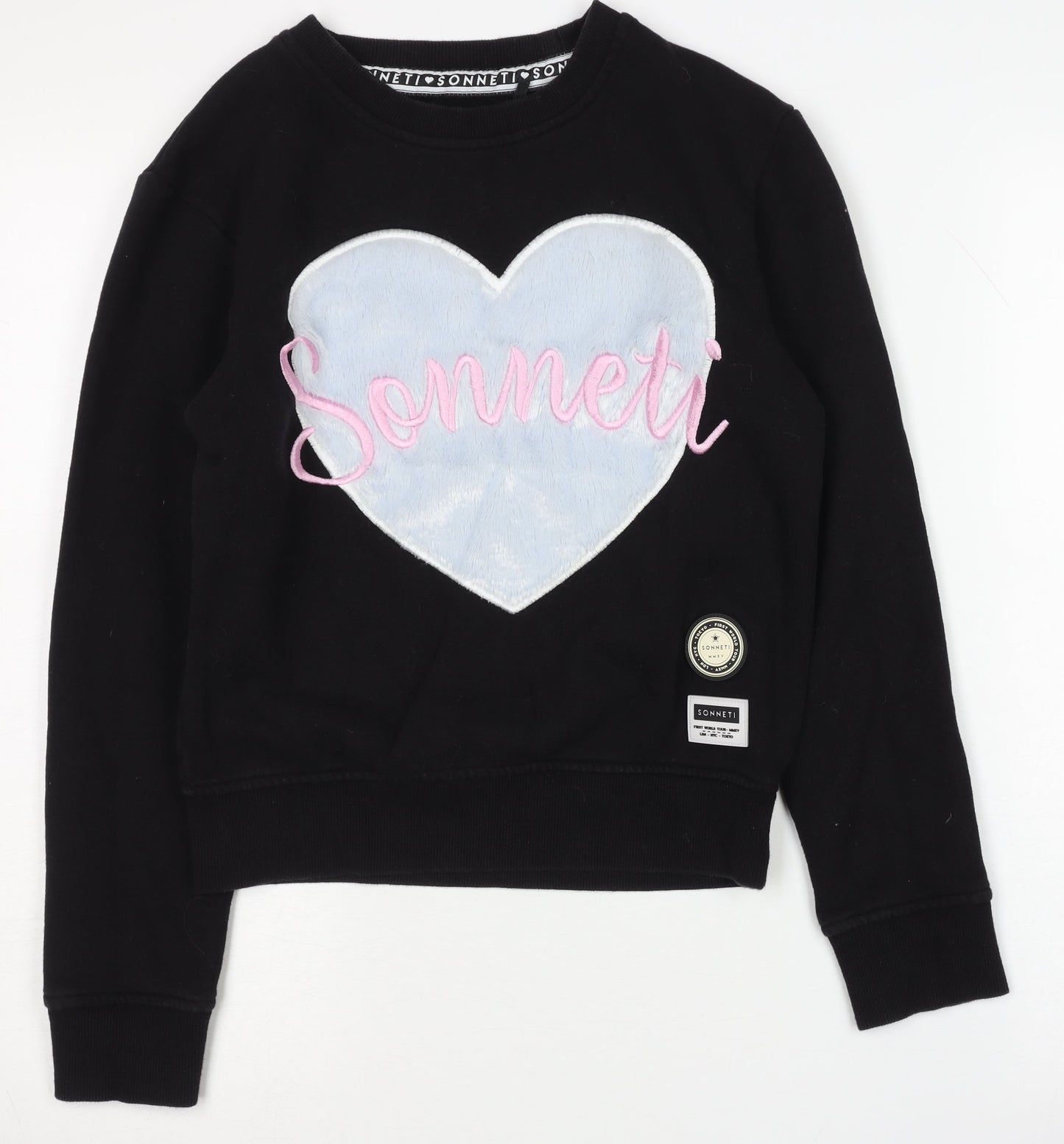 Sonneti Girls Black Sweatshirt 12-13 Years - Embroidered