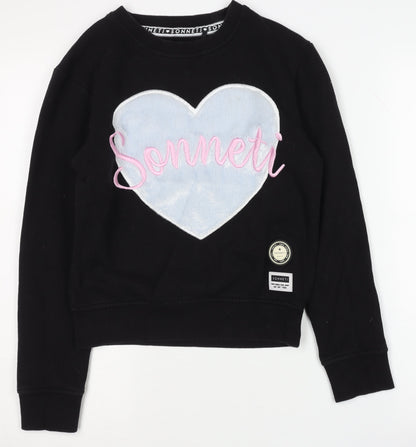 Sonneti Girls Black Sweatshirt 12-13 Years - Embroidered