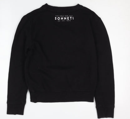 Sonneti Girls Black Sweatshirt 12-13 Years - Embroidered