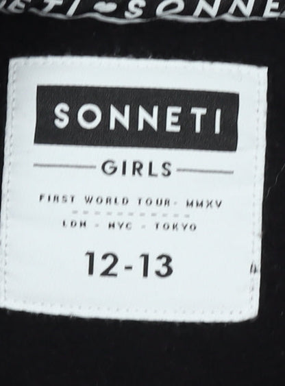 Sonneti Girls Black Sweatshirt 12-13 Years - Embroidered