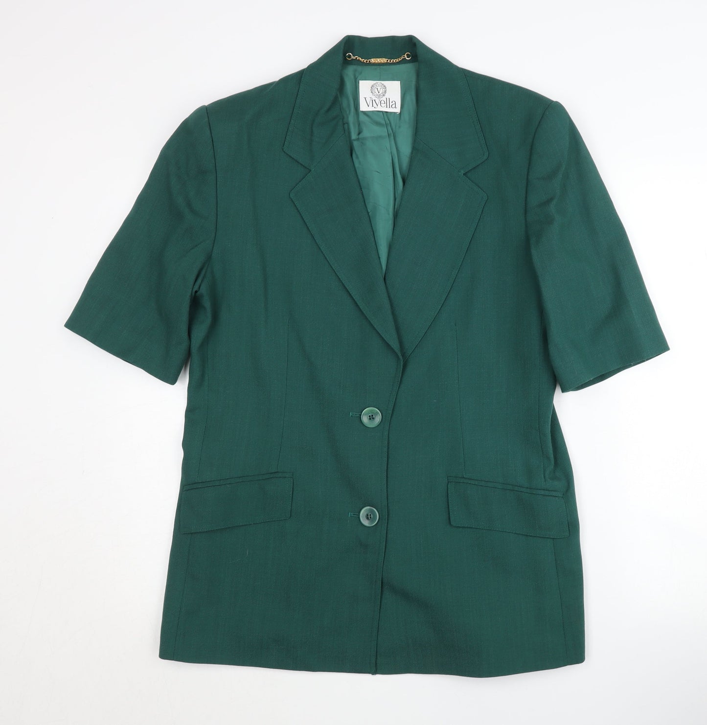 Viyella Women's Green Blazer Size 10 Short Sleeve Elegant