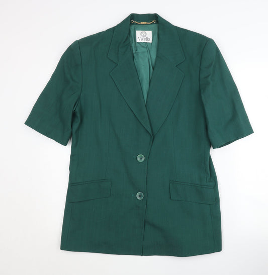 Viyella Women's Green Blazer Size 10 Short Sleeve Elegant