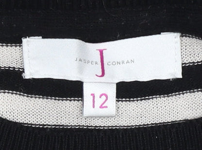 Jasper Conran Women's Black Striped Pullover Jumper Size 12