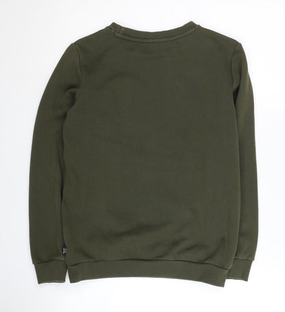 Puma Boys Green Crew Neck Sweatshirt with Logo, Size 11-12Y