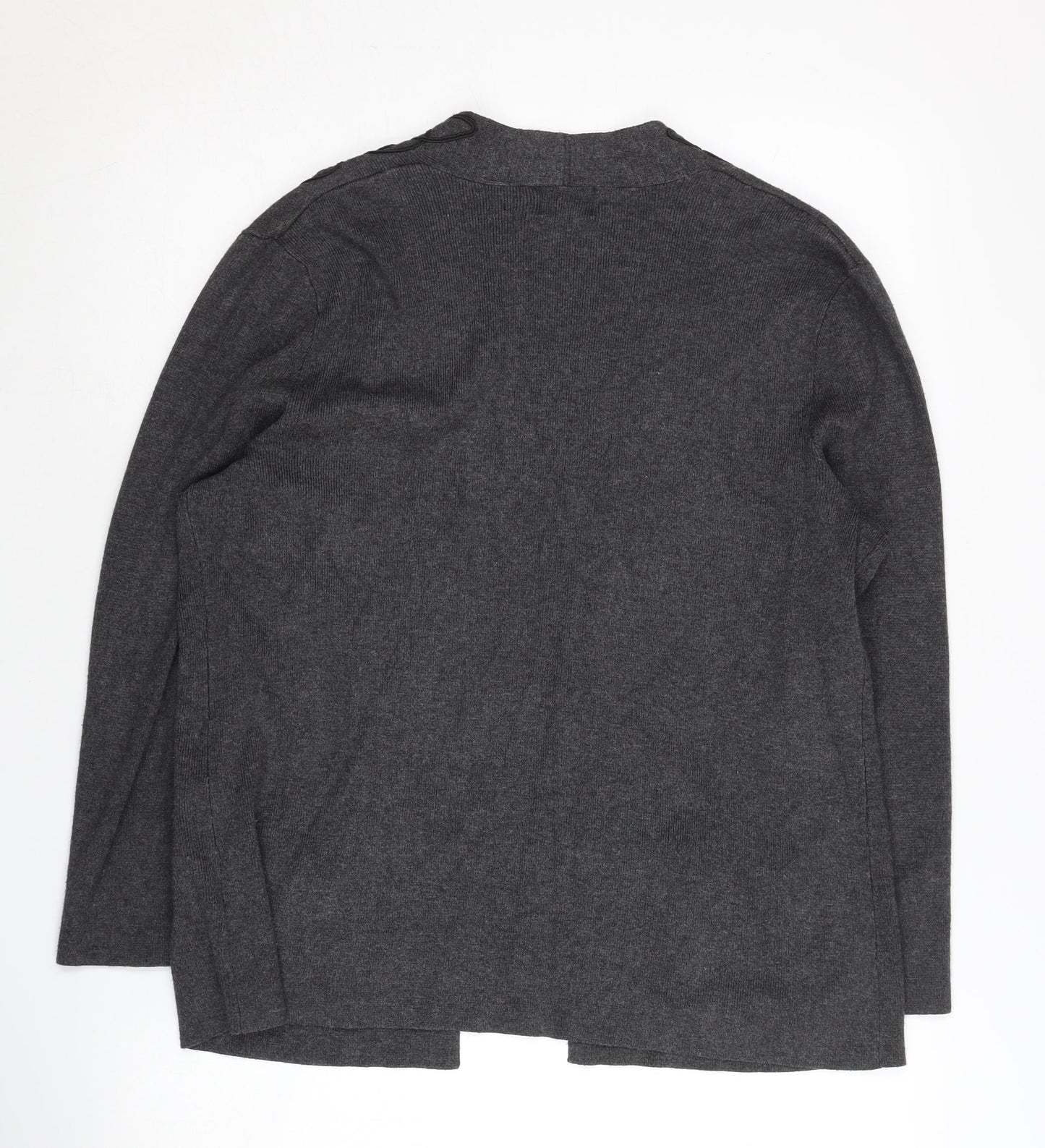 Eastex Women's Grey Open Front Cardigan, Size 12, Long Sleeve