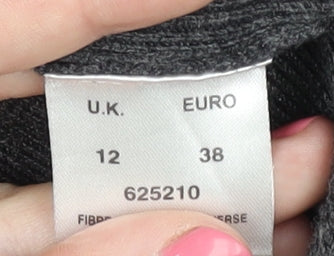 Eastex Women's Grey Open Front Cardigan, Size 12, Long Sleeve