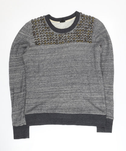 J.Crew Women's Grey Studded Pullover Sweatshirt XS