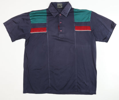 Tootal Men's Blue Colourblock Polo - L