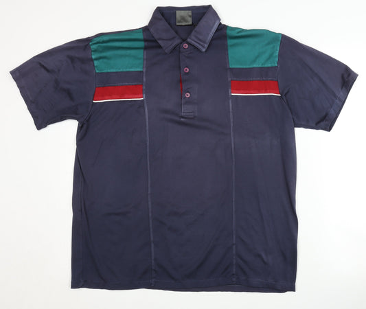 Tootal Men's Blue Colourblock Polo - L