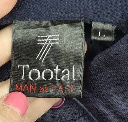 Tootal Men's Blue Colourblock Polo - L