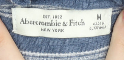 Abercrombie & Fitch Women's Blue Striped Off-Shoulder Blouse M