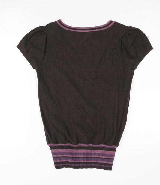 Fat Face Women's Brown Striped Pullover Jumper Size 10