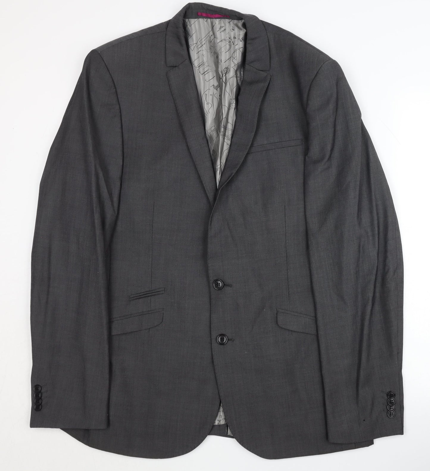 Mens UK Size 42 White Label Regular Grey Suit Jacket
