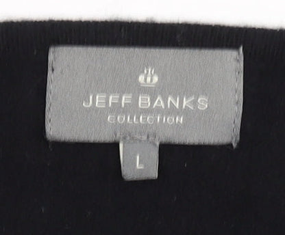 Jeff Banks Women's Black Sequined Pullover Jumper L
