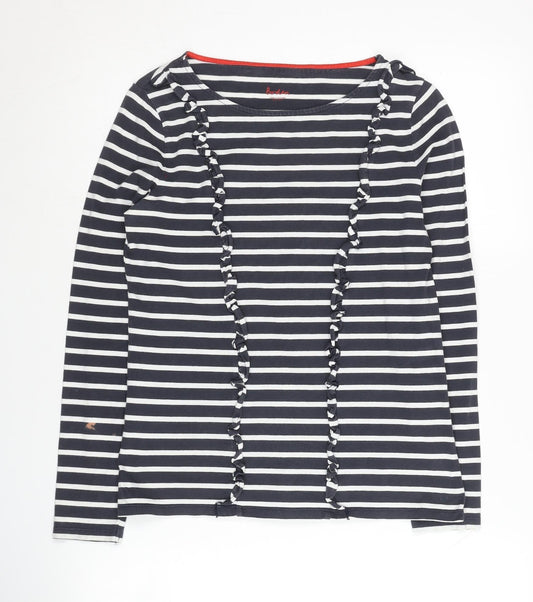 Boden Women's Striped T-Shirt, Size 8, Black/White, Ruffle